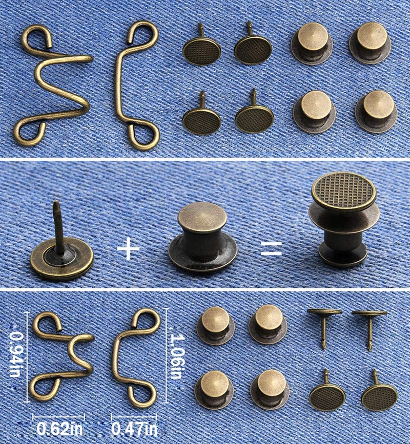 WZT 20-Piece Adjustable Waist Buckle Set - Jeans Extender, Perfect Fit Instant Button - Image 5
